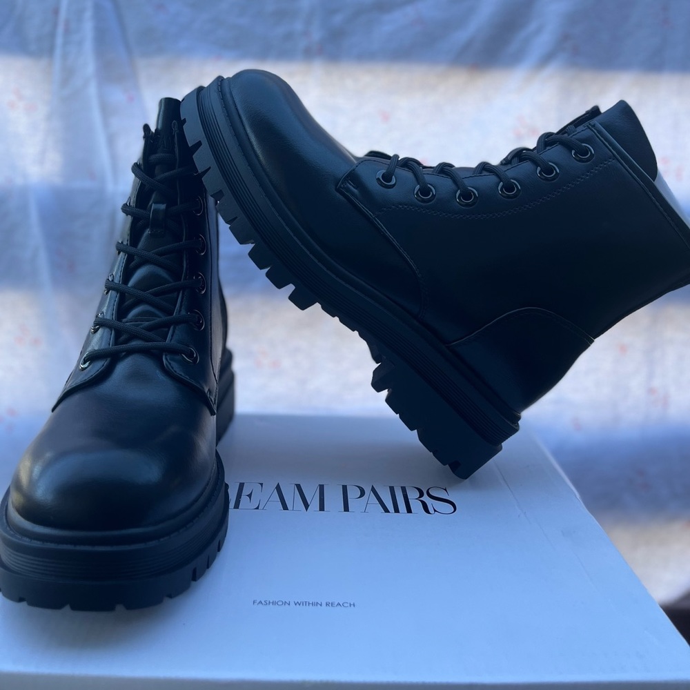 Black Lace-up Combat Boots